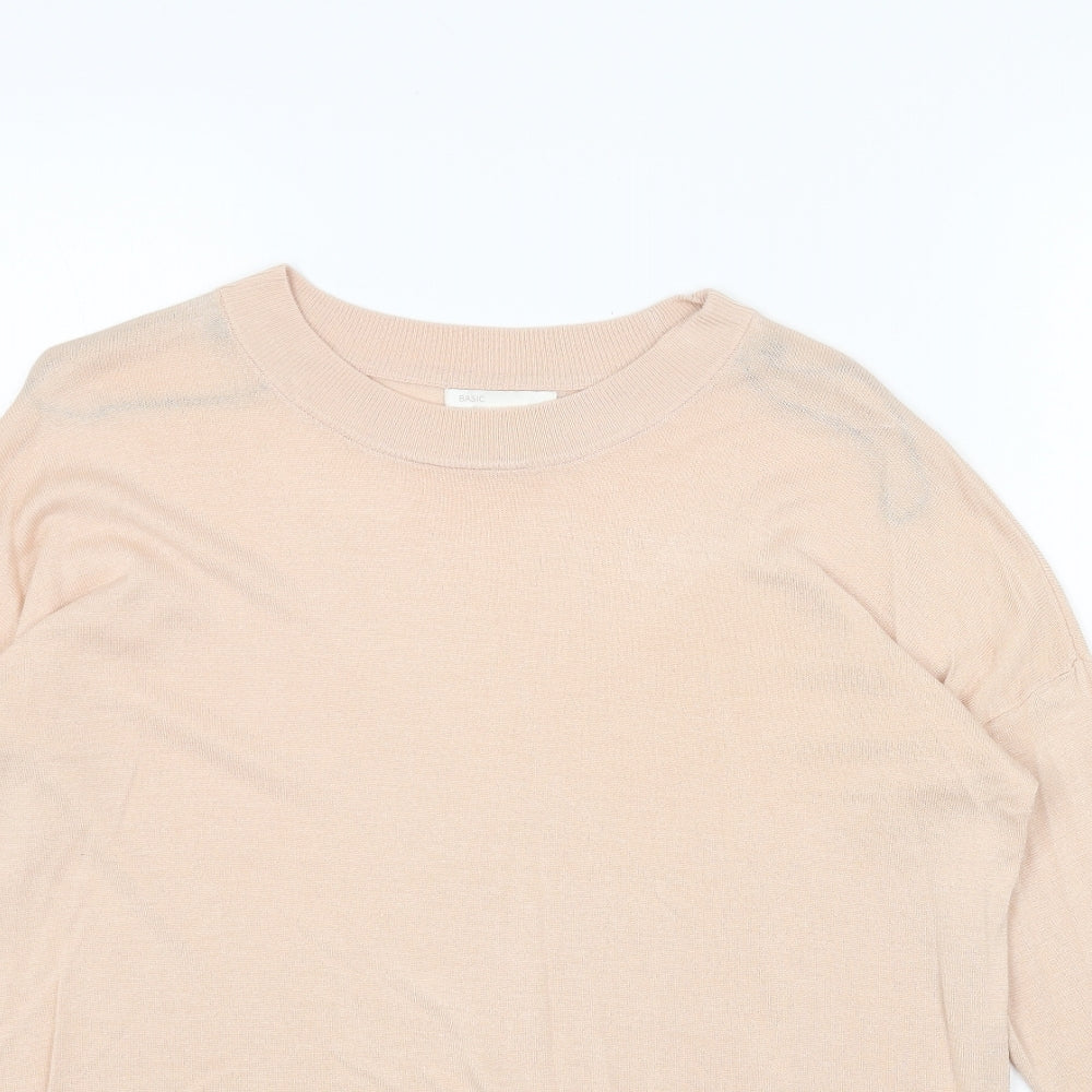 H&M Womens Pink Round Neck Acrylic Pullover Jumper Size S