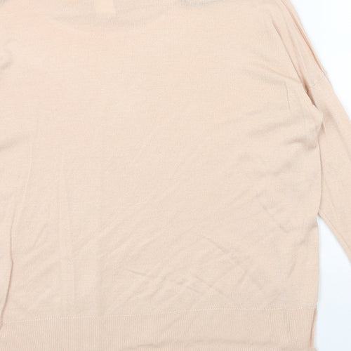 H&M Womens Pink Round Neck Acrylic Pullover Jumper Size S