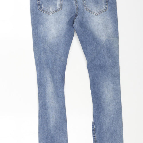 selfie 22 Womens Blue Cotton Straight Jeans Size 6 L28 in Regular Button - Distressed