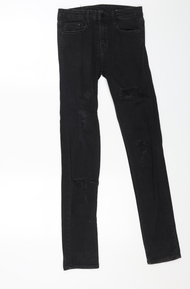 H&M Womens Black Cotton Skinny Jeans Size 25 in L30 in Regular Button
