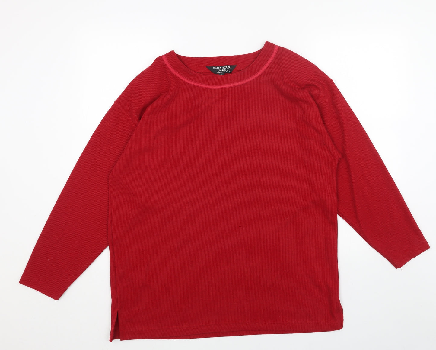 Paramour Womens Red Round Neck Acrylic Pullover Jumper Size M