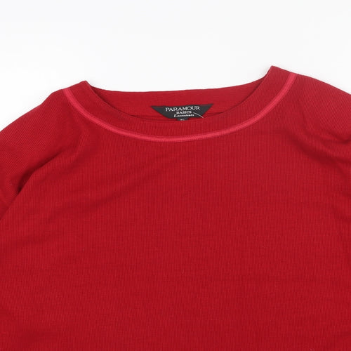 Paramour Womens Red Round Neck Acrylic Pullover Jumper Size M