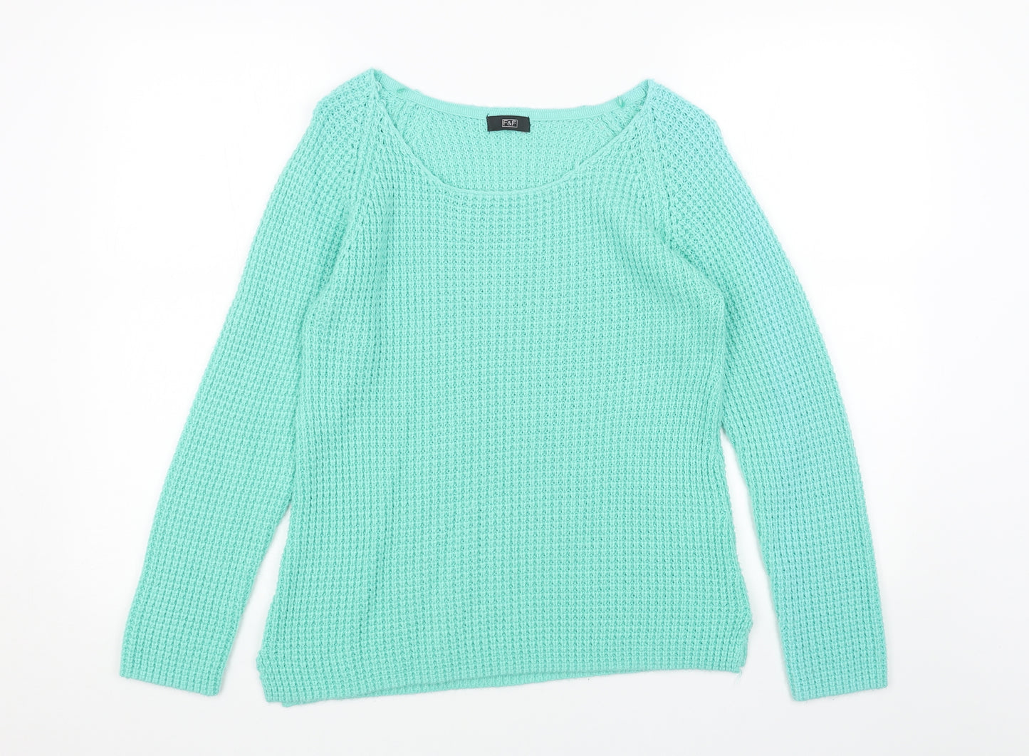 Marks and Spencer Womens Green Scoop Neck Acrylic Pullover Jumper Size 10