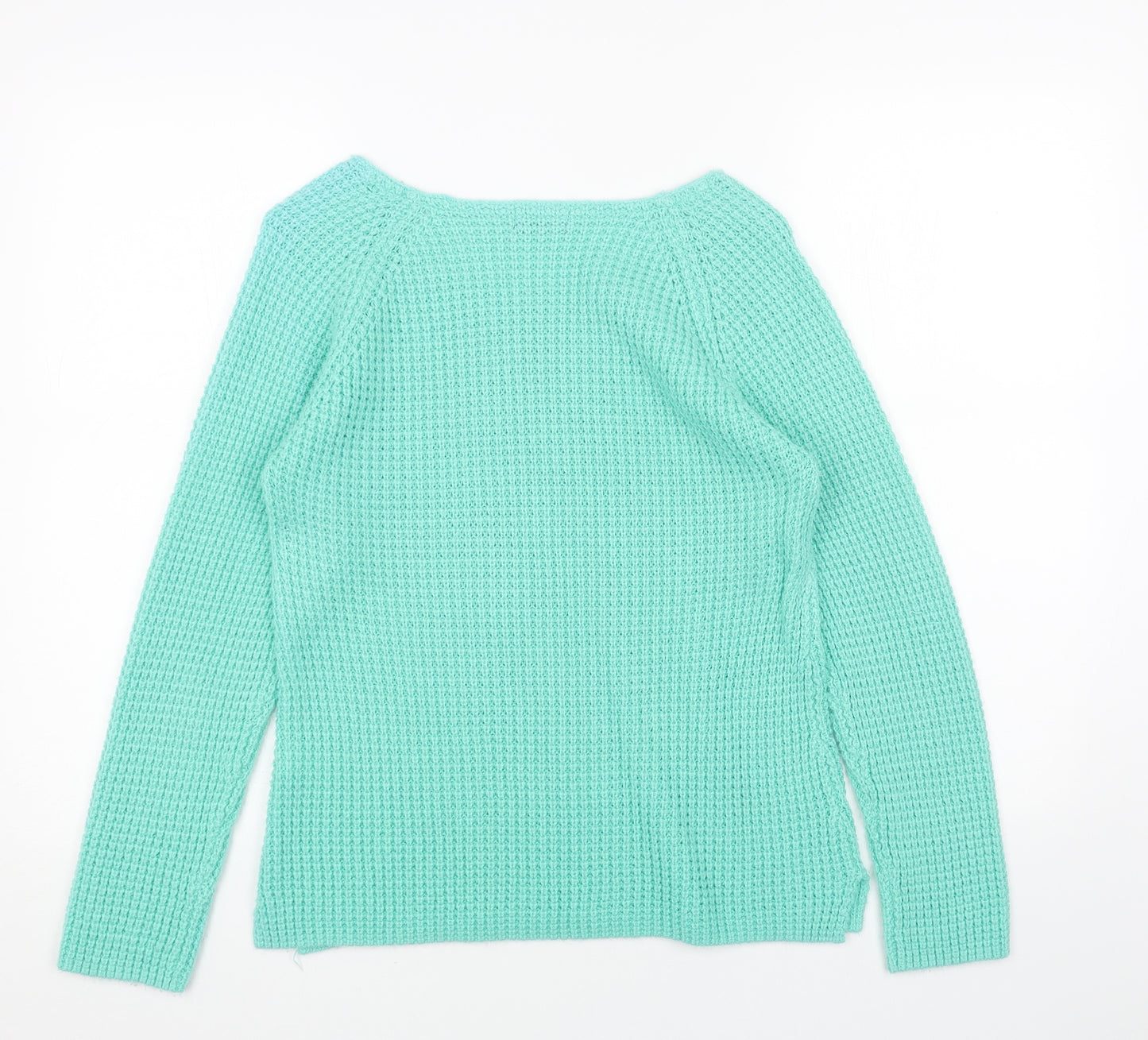 Marks and Spencer Womens Green Scoop Neck Acrylic Pullover Jumper Size 10