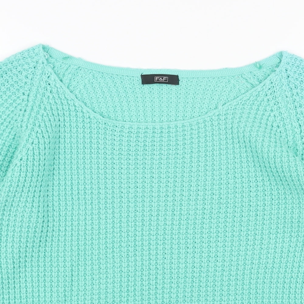 Marks and Spencer Womens Green Scoop Neck Acrylic Pullover Jumper Size 10