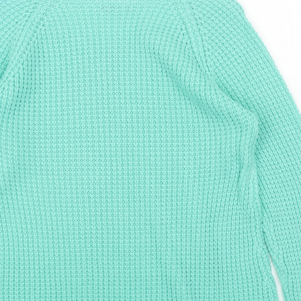 Marks and Spencer Womens Green Scoop Neck Acrylic Pullover Jumper Size 10