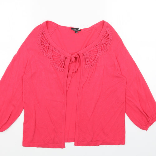 Papaya Womens Pink V-Neck Acrylic Pullover Jumper Size 12