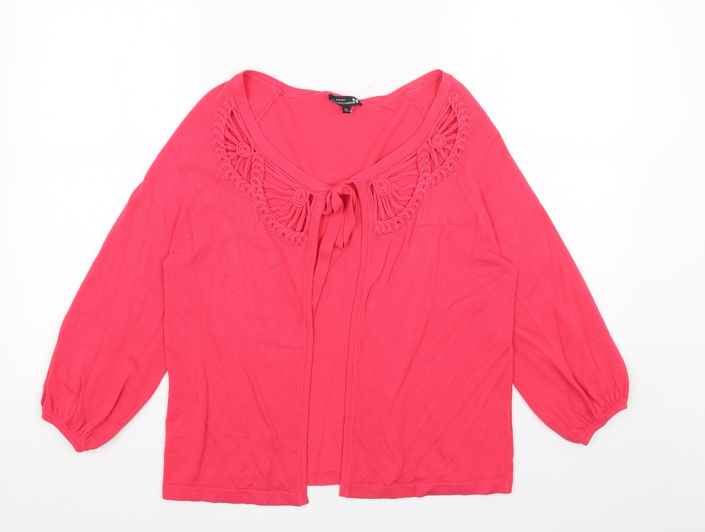 Papaya Womens Pink V-Neck Acrylic Pullover Jumper Size 12