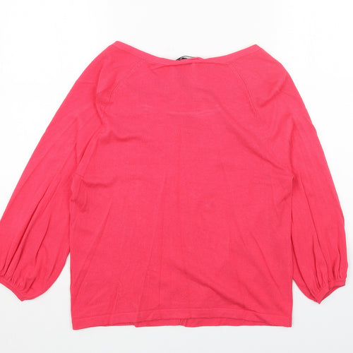 Papaya Womens Pink V-Neck Acrylic Pullover Jumper Size 12