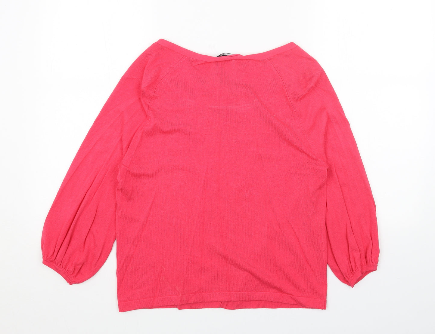 Papaya Womens Pink V-Neck Acrylic Pullover Jumper Size 12