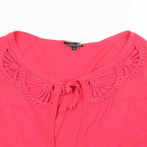 Papaya Womens Pink V-Neck Acrylic Pullover Jumper Size 12