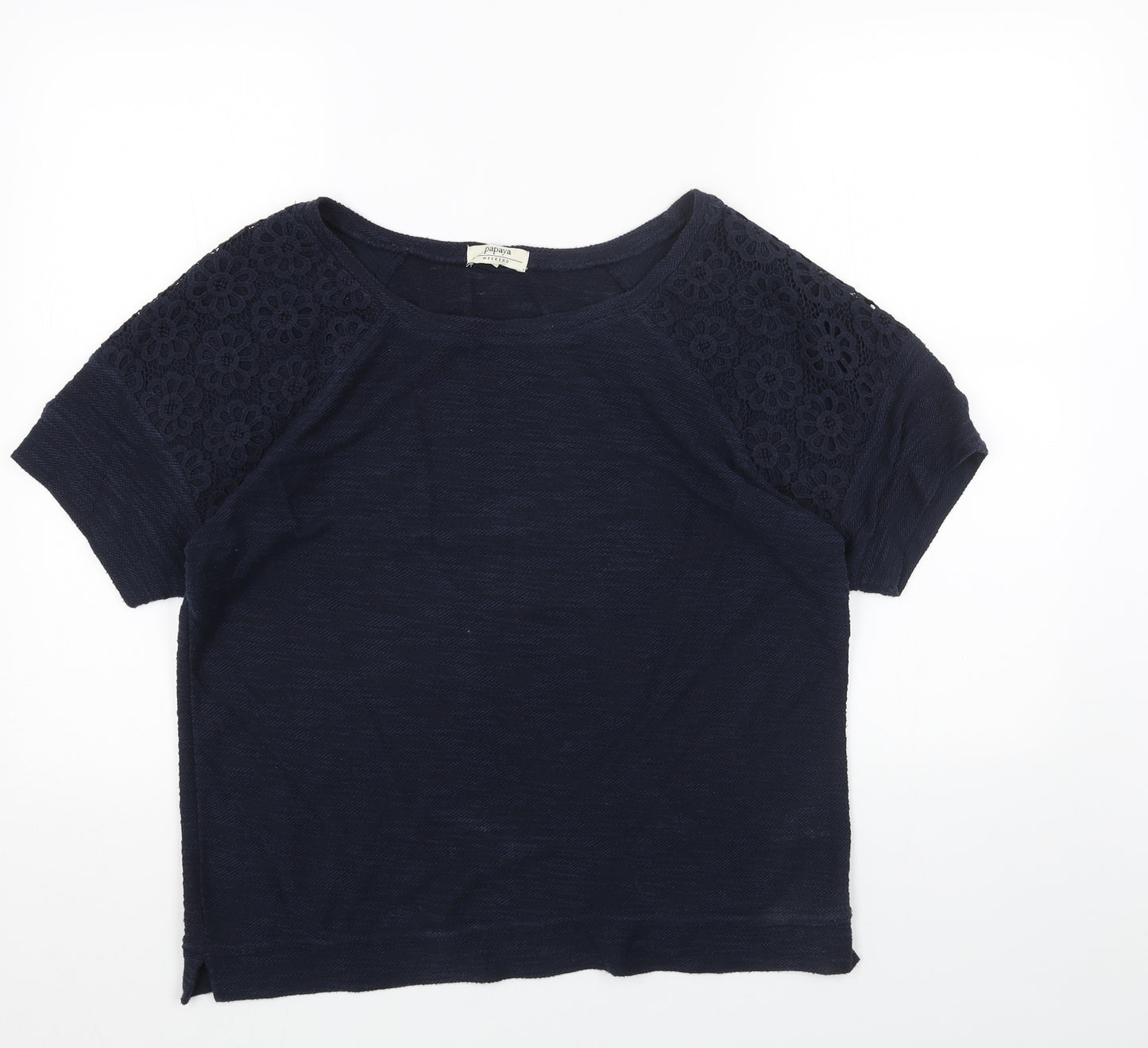 Papaya Womens Blue Round Neck Acrylic Pullover Jumper Size 14