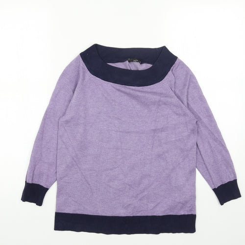 M&Co Womens Purple Boat Neck Acrylic Pullover Jumper Size 12
