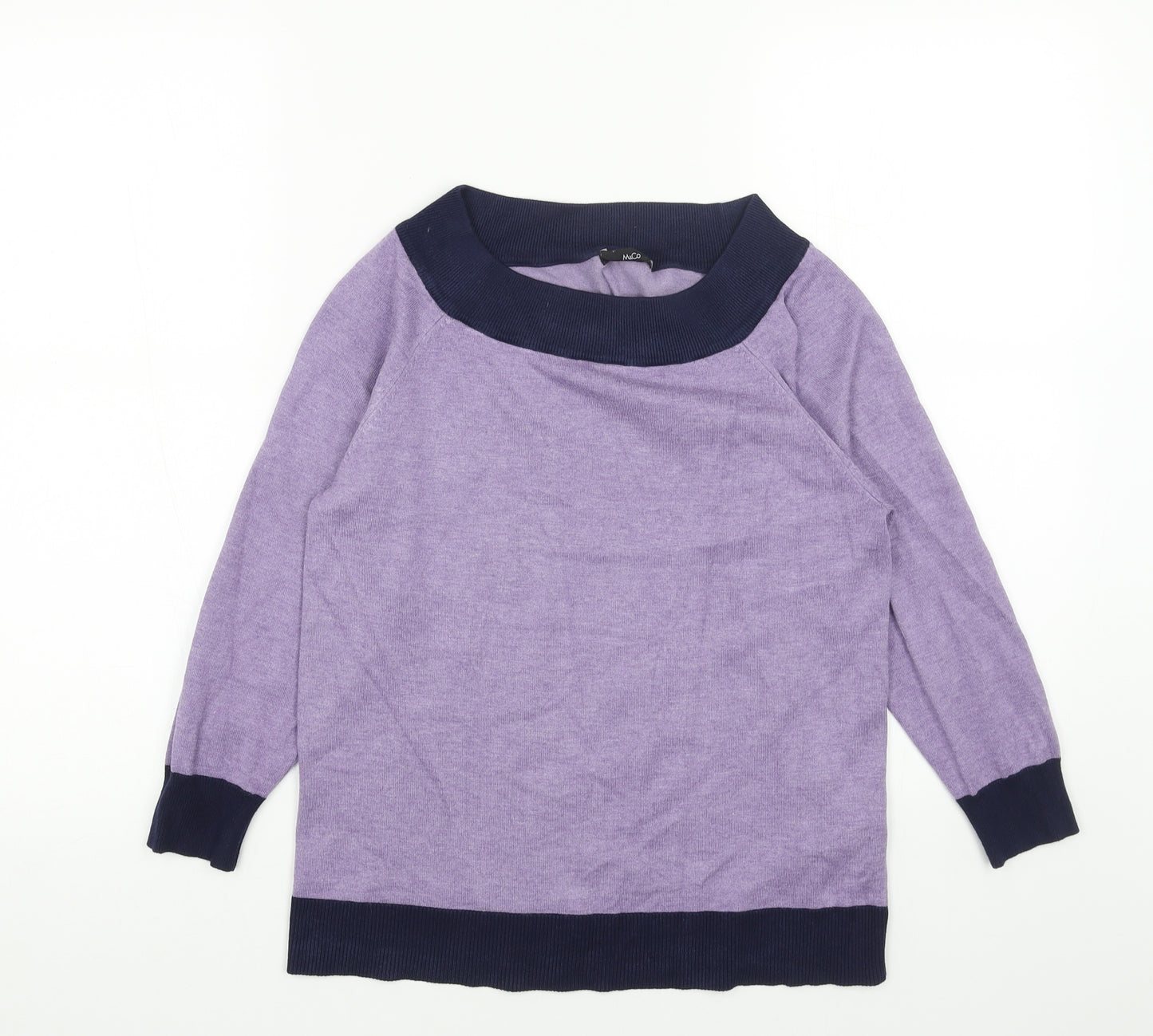 M&Co Womens Purple Boat Neck Acrylic Pullover Jumper Size 12