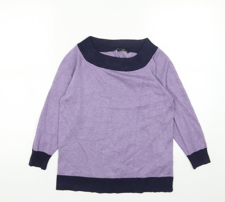 M&Co Womens Purple Boat Neck Acrylic Pullover Jumper Size 12
