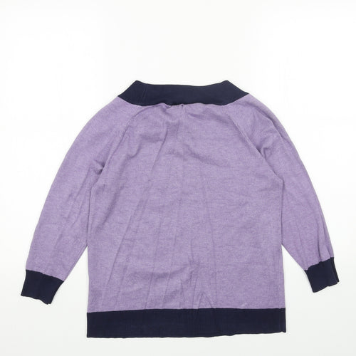 M&Co Womens Purple Boat Neck Acrylic Pullover Jumper Size 12