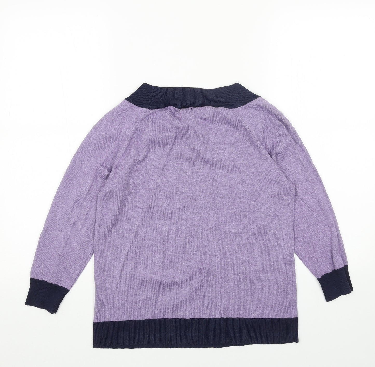 M&Co Womens Purple Boat Neck Acrylic Pullover Jumper Size 12