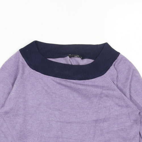 M&Co Womens Purple Boat Neck Acrylic Pullover Jumper Size 12