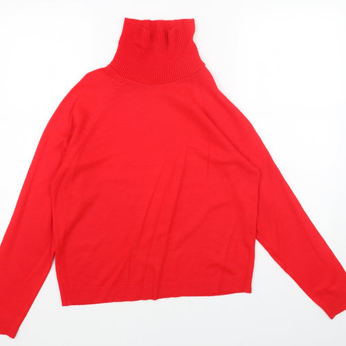 Preworn Womens Red High Neck Acrylic Pullover Jumper Size 16