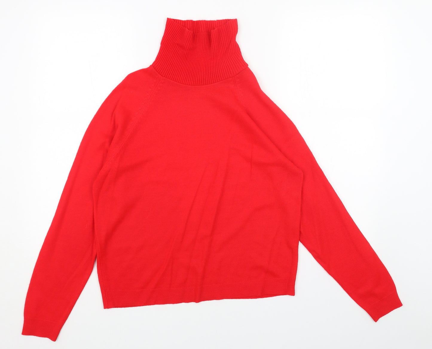 Preworn Womens Red High Neck Acrylic Pullover Jumper Size 16