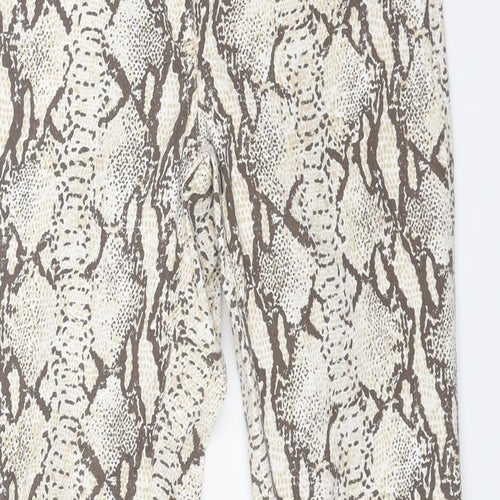 H&M Womens Beige Animal Print Cotton Skinny Jeans Size 10 L32 in Regular Button - Snake Print