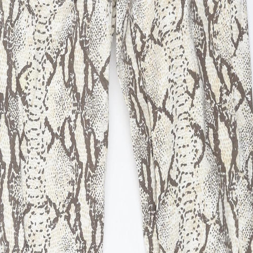 H&M Womens Beige Animal Print Cotton Skinny Jeans Size 10 L32 in Regular Button - Snake Print