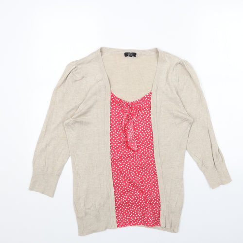 F&F Womens Beige Scoop Neck Acrylic Pullover Jumper Size 12