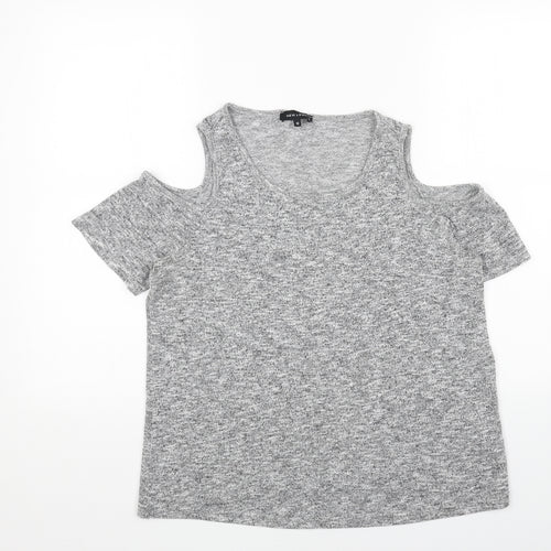 New Look Womens Grey Scoop Neck Acrylic Pullover Jumper Size 12 - Cold Shoulder