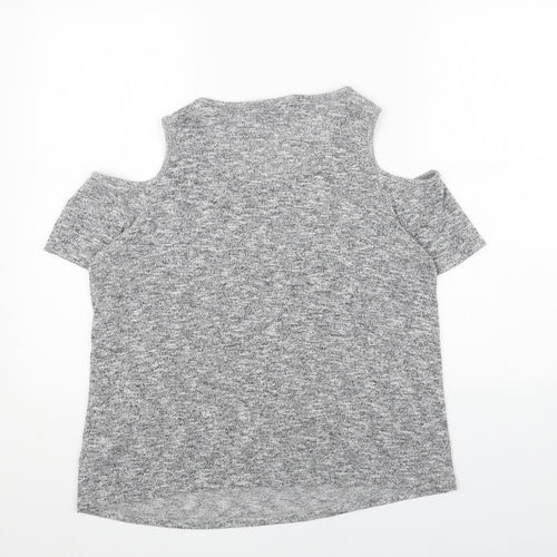New Look Womens Grey Scoop Neck Acrylic Pullover Jumper Size 12 - Cold Shoulder