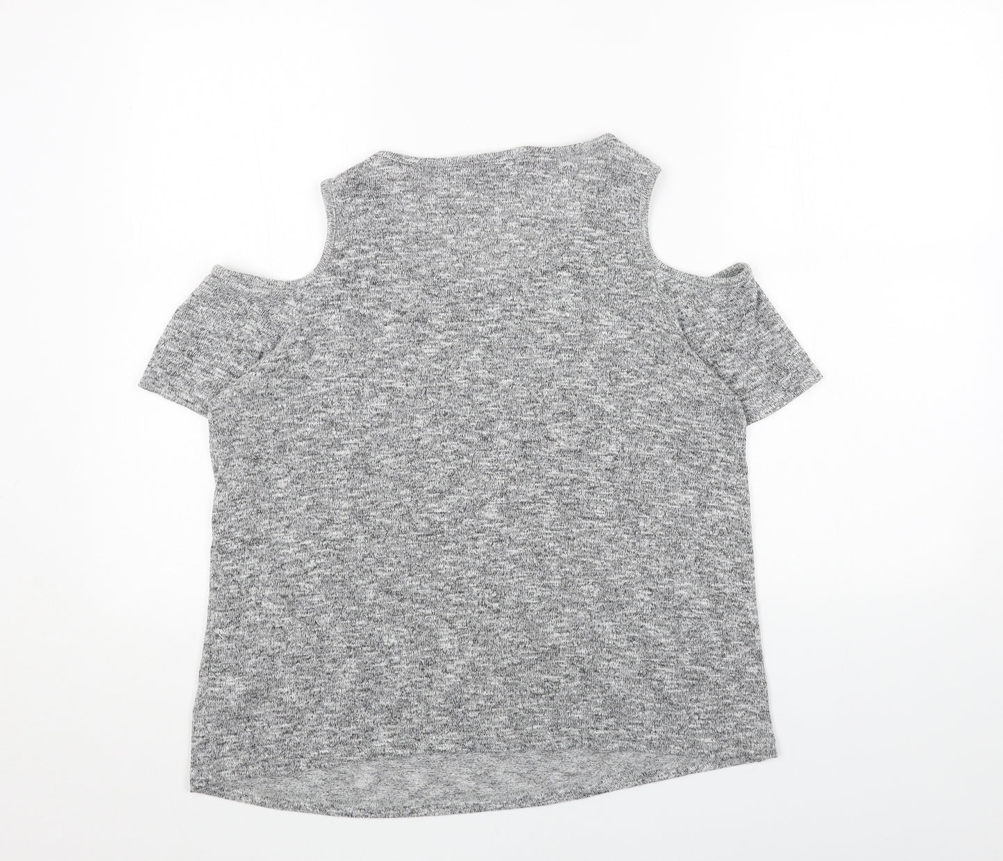 New Look Womens Grey Scoop Neck Acrylic Pullover Jumper Size 12 - Cold Shoulder
