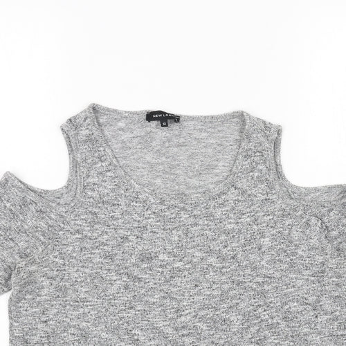 New Look Womens Grey Scoop Neck Acrylic Pullover Jumper Size 12 - Cold Shoulder
