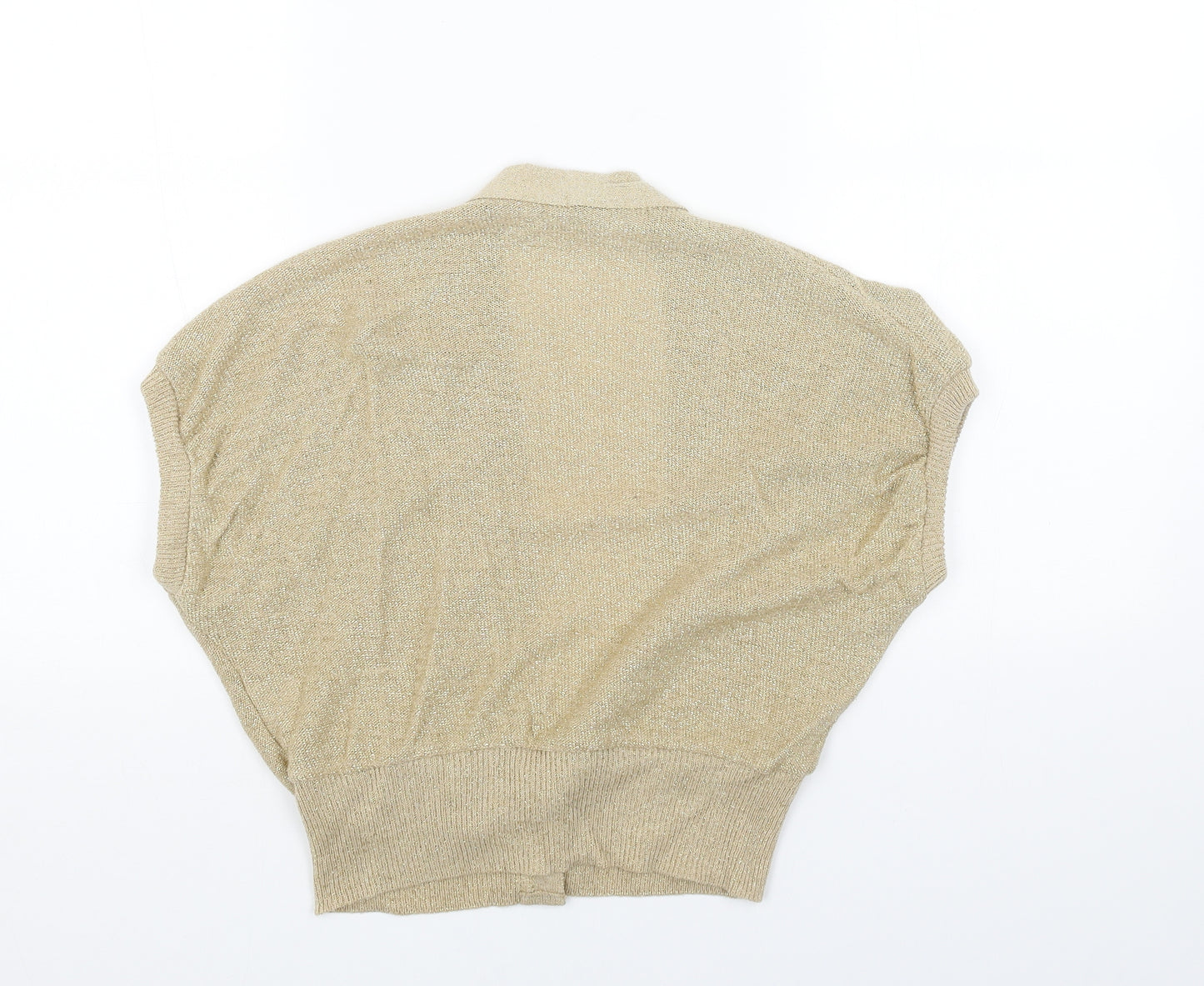 Select Womens Gold V-Neck Acrylic Cardigan Jumper Size M