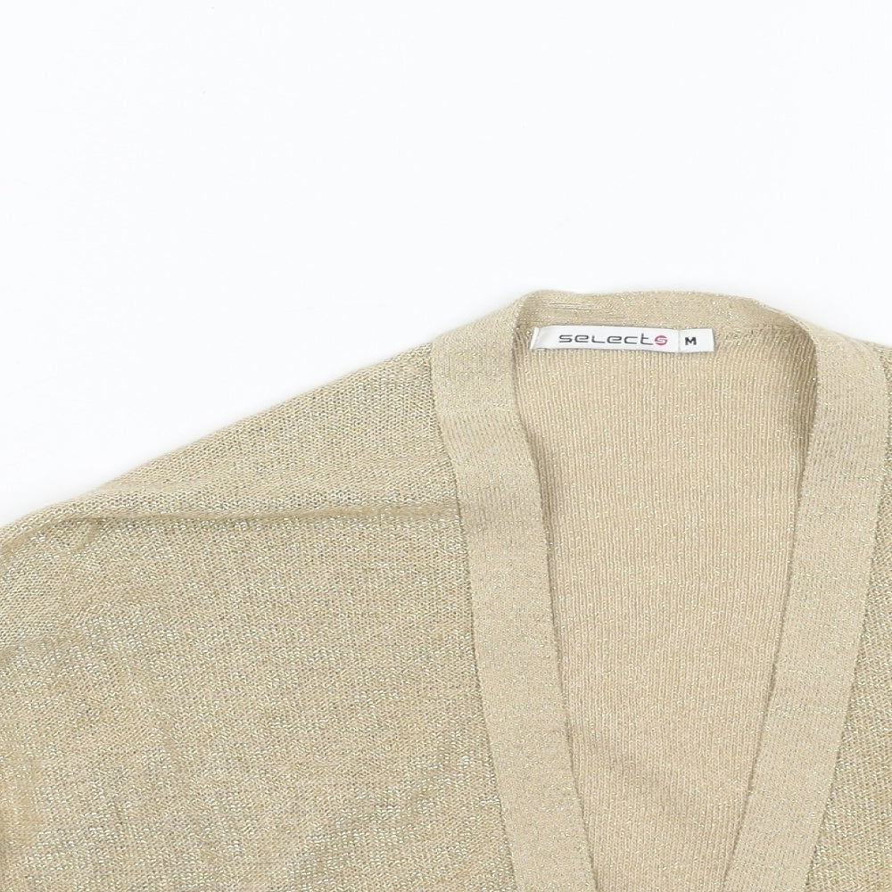 Select Womens Gold V-Neck Acrylic Cardigan Jumper Size M