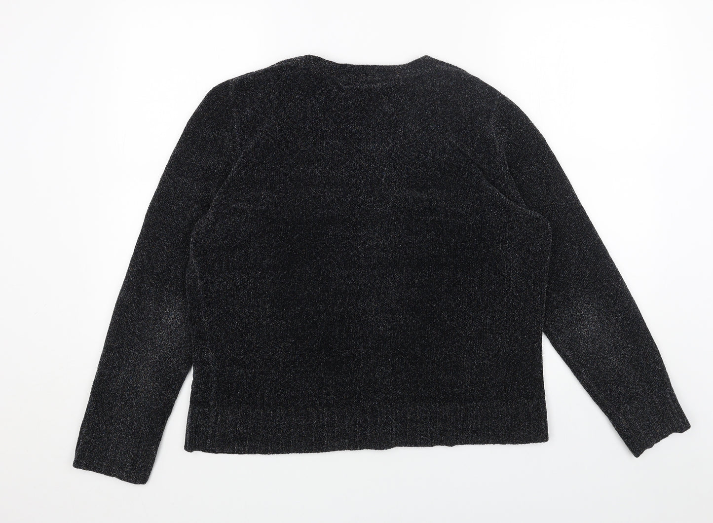 KERRI N KELSEY Womens Grey V-Neck Acrylic Pullover Jumper Size L
