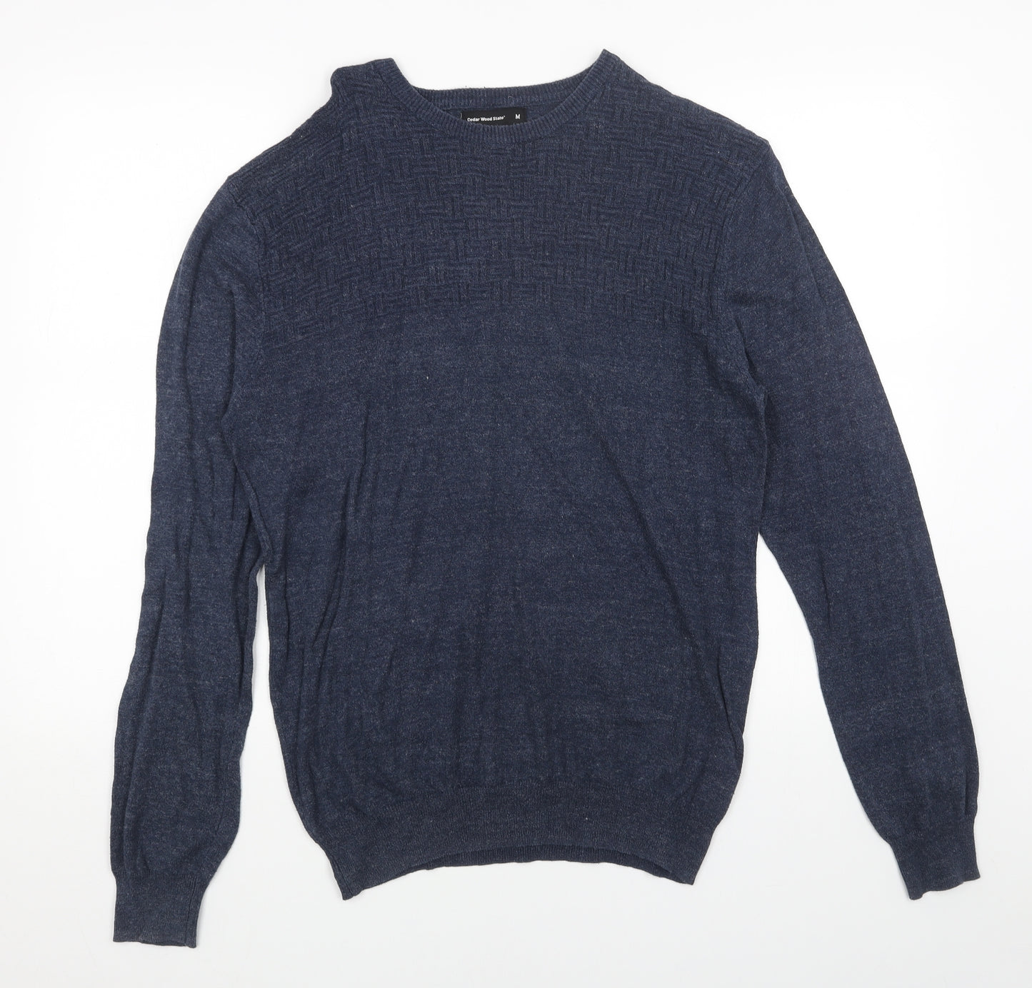 Cedar Wood State Womens Blue Round Neck Acrylic Pullover Jumper Size M