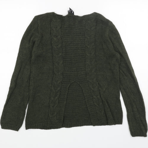 Izabel London Womens Green Round Neck Acrylic Pullover Jumper Size 8 - Cut Out Back Detail