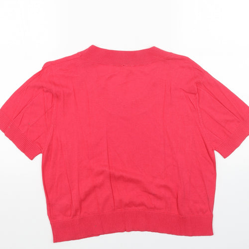 Fashion Union Womens Pink Scoop Neck Acrylic Pullover Jumper Size 16