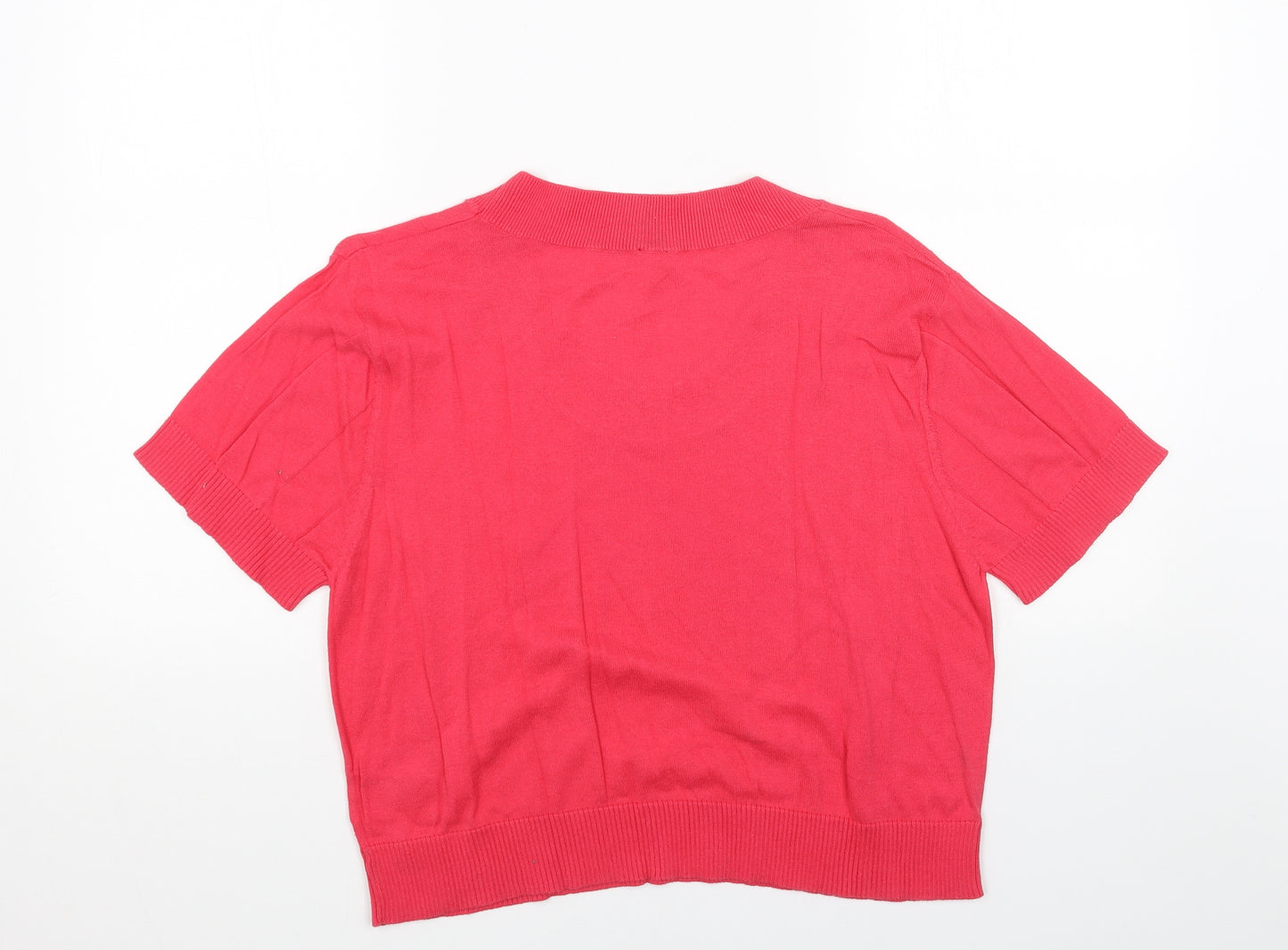 Fashion Union Womens Pink Scoop Neck Acrylic Pullover Jumper Size 16