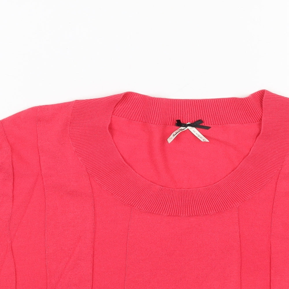 Fashion Union Womens Pink Scoop Neck Acrylic Pullover Jumper Size 16