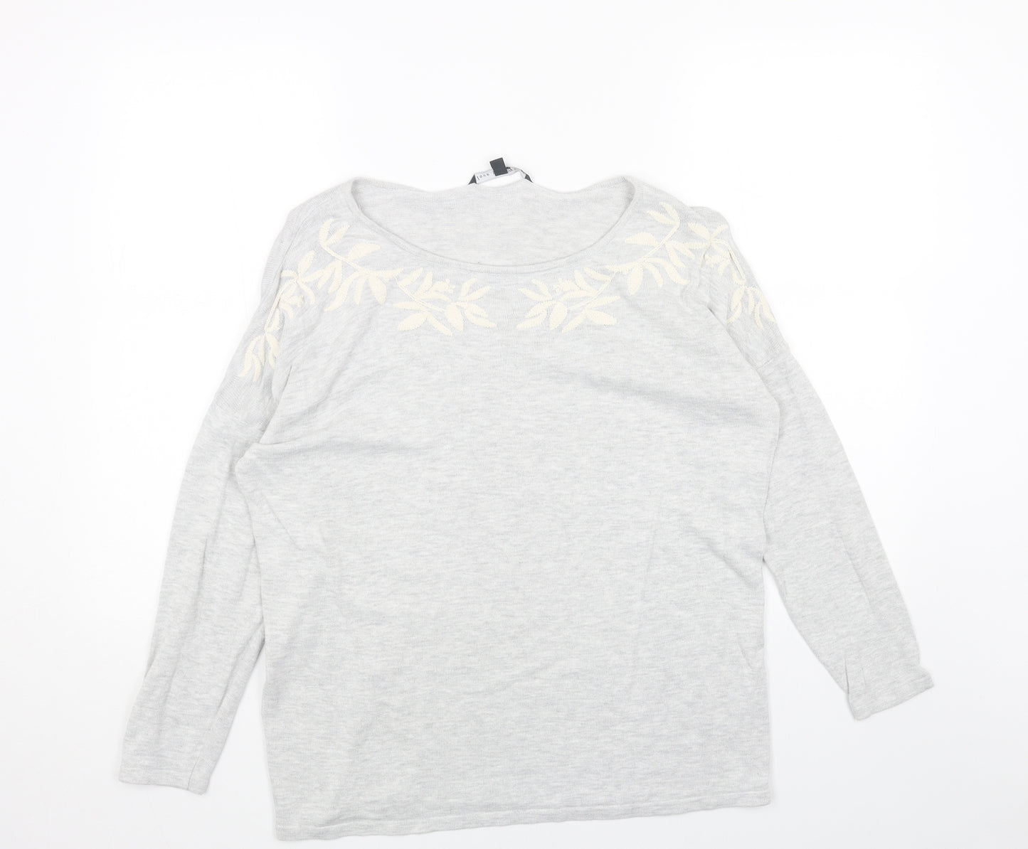 Love Knitwear Womens Grey Scoop Neck Acrylic Pullover Jumper Size 16