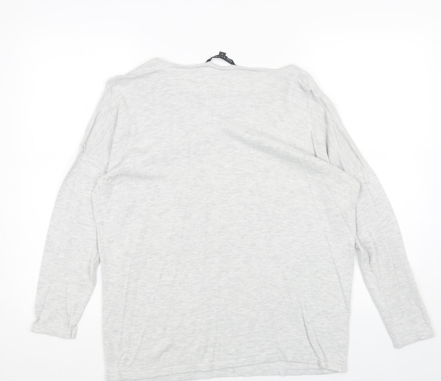 Love Knitwear Womens Grey Scoop Neck Acrylic Pullover Jumper Size 16