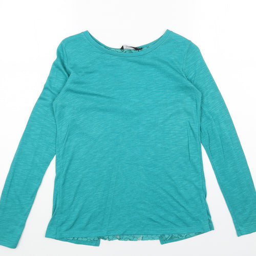 Dorothy Perkins Womens Green Scoop Neck Acrylic Pullover Jumper Size 8 - Lace detail