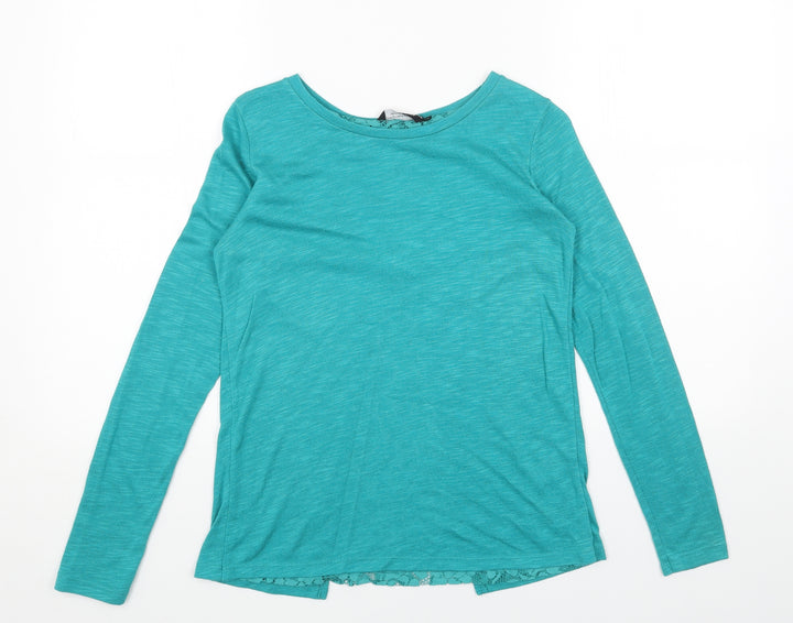 Dorothy Perkins Womens Green Scoop Neck Acrylic Pullover Jumper Size 8 - Lace detail