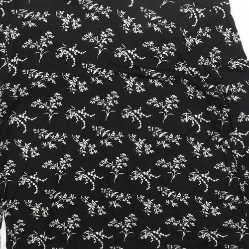 H&M Womens Black Floral Cotton Basic Blouse Size XS V-Neck - Flute Sleeve