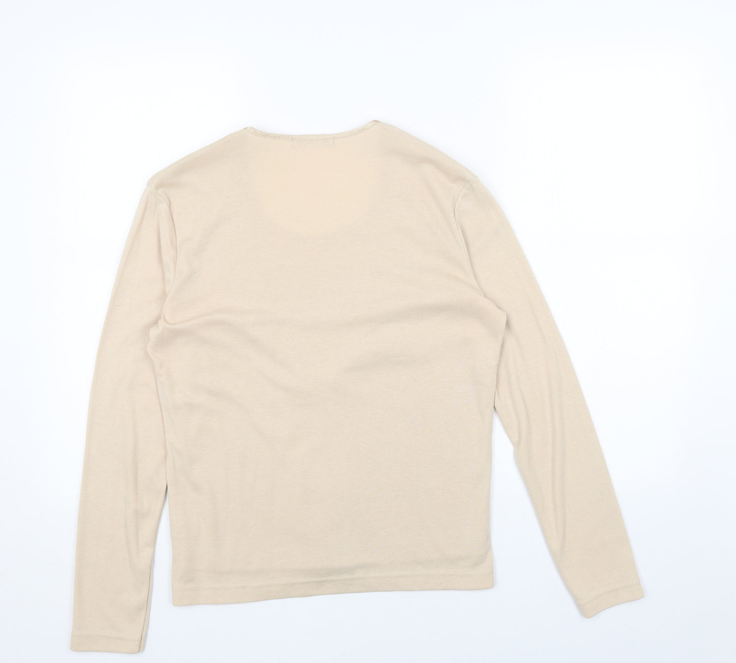 Viz A Viz Womens Beige Cotton Basic Blouse Size 12 V-Neck
