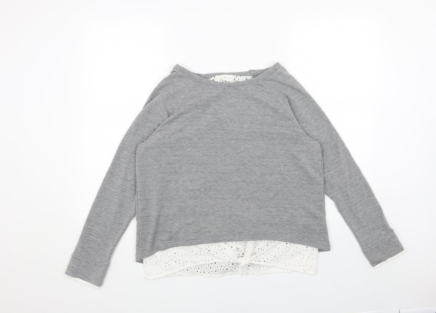 THYME&HONEY Womens Grey Boat Neck Cotton Pullover Jumper Size L