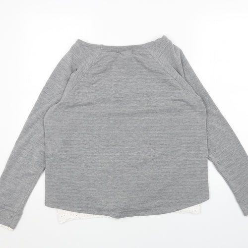 THYME&HONEY Womens Grey Boat Neck Cotton Pullover Jumper Size L