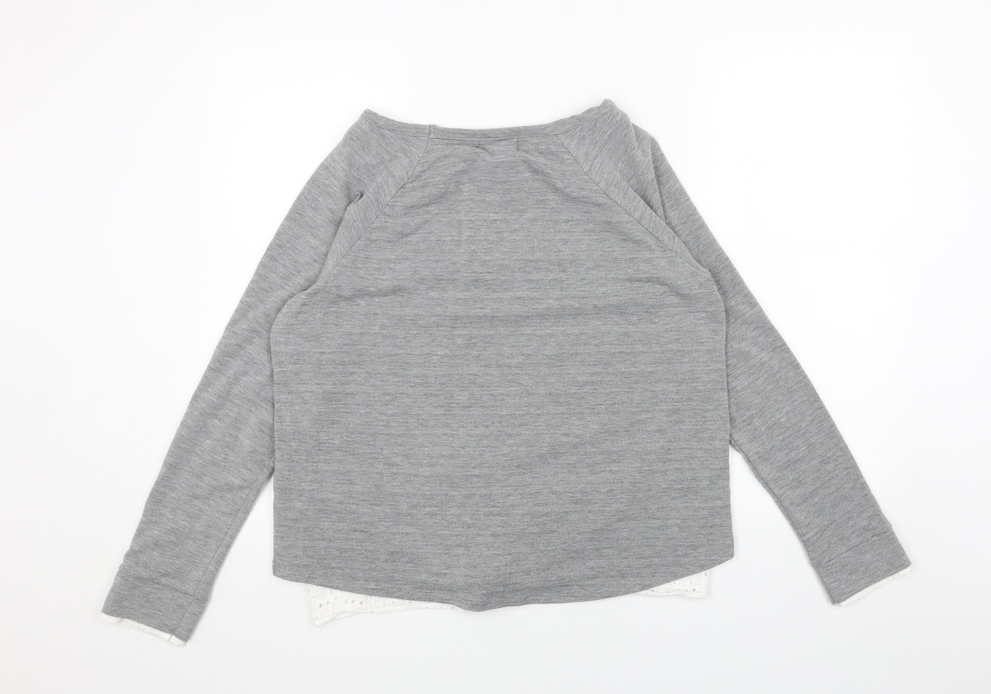 THYME&HONEY Womens Grey Boat Neck Cotton Pullover Jumper Size L