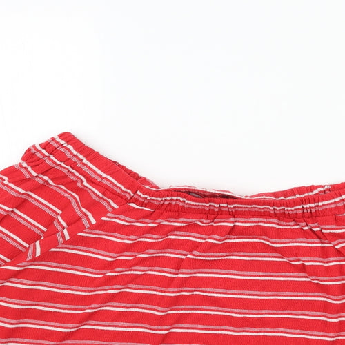 Papaya Womens Red Striped Polyester Basic Blouse Size 16 Off the Shoulder