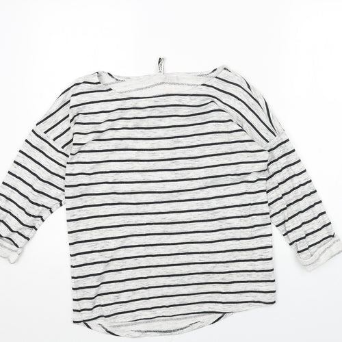 H&M Womens Grey Striped Cotton Pullover Sweatshirt Size XS Pullover